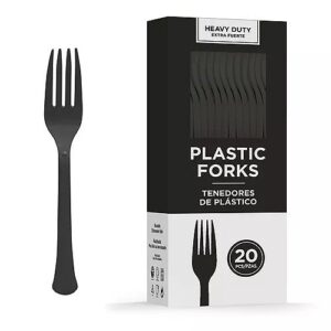 Heavy Duty Plastic Fork 6.8in - Black [500pcs]